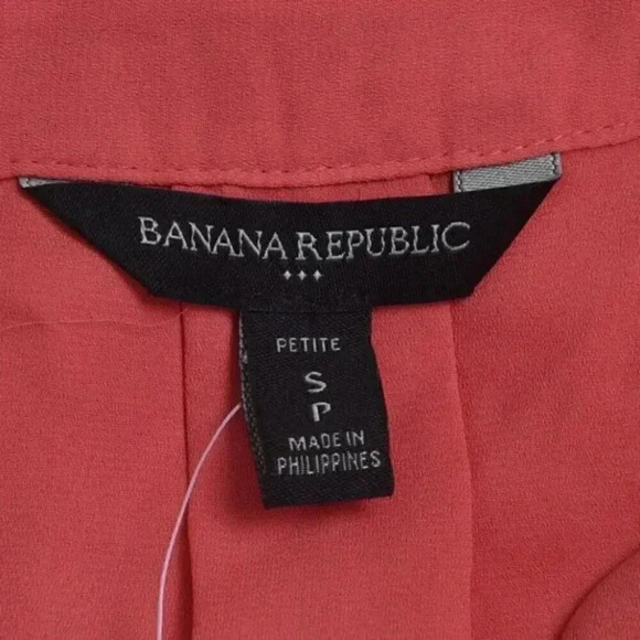 Banana Republic Factory  Ruffle Sleeve Blouse Shirt Gold Buttons Small Petite - Picture 6 of 11